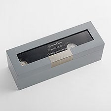 Engraved Wedding Metallic Grey Wooden Watch Box - 43509