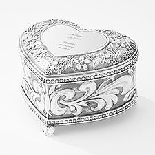 Engraved Wedding Floral Heart Music Box  - 43534