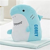 Personalized Plush Shark Pillow with Blanket Set - 43577