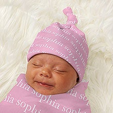 Playful Name Personalized Baby Top Knot Hat - 43660