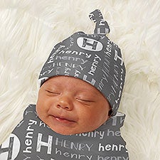 Youthful Name Personalized Baby Top Knot Hat  - 43661