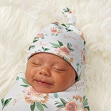 Butterfly Kisses Baby Girl Personalized Top Knot Hat  - 43665