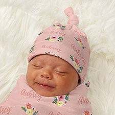 Floral Baby Personalized Top Knot Hat - 43668