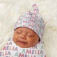 Delicate Name For Her Personalized Baby Top Knot Hat  - 43670