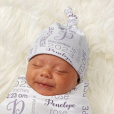 Modern All About Baby Girl Personalized Baby Top Knot Hat - 43672