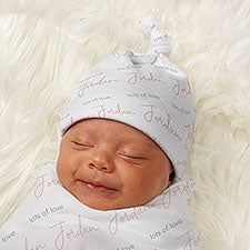 Simple and Sweet Personalized Baby Girl Top Knot Hat - 43673