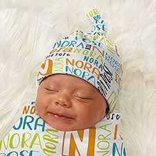 Bright Name For Her Personalized Baby Top Knot Hat  - 43677