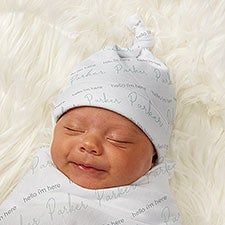 Simple and Sweet Personalized Baby Top Knot Hat - 43679