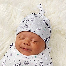 Space Personalized Baby Top Knot Hat  - 43687