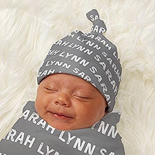 Playful Name Bold Colors Personalized Baby Top Knot Hat  - 43695