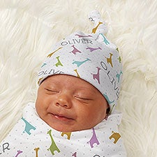 Baby Zoo Animals Personalized Baby Top Knot Hat - 43697