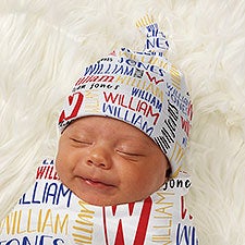 Bright Name For Him Personalized Baby Top Knot Hat  - 43698