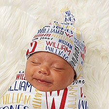 Bright Name For Him Personalized Baby Top Knot Hat - 43698