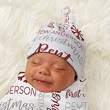 First Christmas Personalized Baby Top Knot Hat  - 43701