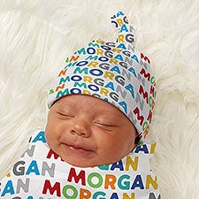 Vibrant Name For Her Personalized Baby Top Knot Hat - 43702