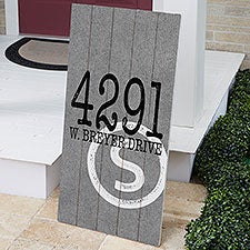 Initial Stamped Address Personalized Standing Wood Sign - 43708