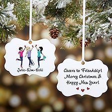Cheers to Friendship Personalized philoSophies Metal Christmas Ornament - 43724
