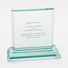 Engraved Retirement Jade Glass Award   - 43735