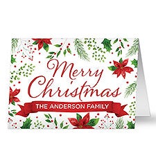 Christmas Poinsettia Personalized Greeting Card - 43751