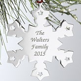 Engraved Silver Personalized Snowflake Christmas Ornament - 4378