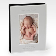 Engraved New Baby Flat Iron Silver Photo Album - 43840