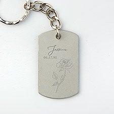 Birth Month Flower Personalized Dog Tag Keychain  - 43848