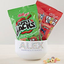 Pop Pattern Personalized 14 oz. Snack Bowl with Cereal Bundle  - 43861