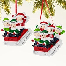 Sledding Family Personalized Holiday Ornament  - 43985