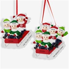 Sledding Family Personalized Holiday Ornament  - 43985