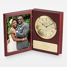Engraved Anniversary Large Book Frame Clock   - 44014
