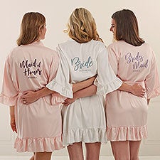 Classic Elegance Wedding Party Personalized Ruffle Satin Robe  - 44052