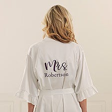 Elegant Couple Personalized Ruffle Satin Robe  - 44053