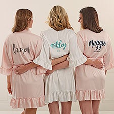 Scripty Style Bridal Party Personalized Ruffle Satin Robe - 44056