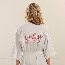 Wifey Personalized Ruffle Satin Robe - 44057