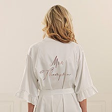 Metallic Foil Bride Personalized Ruffle Satin Robe  - 44069