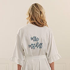 Blushing Bride Personalized Ruffle Satin Robe - 44070