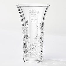 Love Blooms Eternal Personalized Vera Wang Memorial Crystal Leaf Vase - 44169
