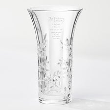 Love Blooms Eternal Personalized Vera Wang Memorial Crystal Leaf Vase - 44169