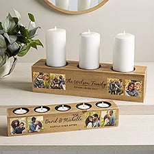 Photo Personalized Wood Candle Holder  - 44354
