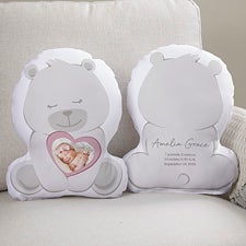 Birth Info Personalized Photo Teddy Bear Character Throw Pillow  - 44385