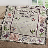 All Our Hearts Personalized Afghan for Women - 4439