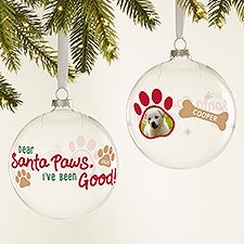 Santa Paws Personalized Glass Bulb Ornament - 44424