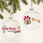 Santa Paws Personalized Glass Bulb Ornament - 44424