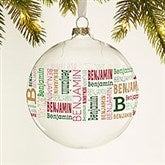 Christmas Repeating Name Personalized Glass Bulb Ornament  - 44427
