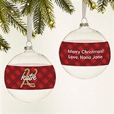 Name Meaning Plaid Personalized Glass Bulb Ornament - 44428
