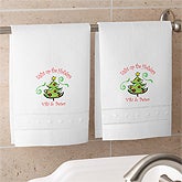 Personalized Seasons Greetings Linen Guest Towel Set - 4460