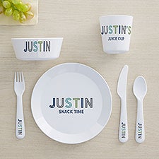 Boys Colorful Name Personalized Kids Dinnerware - 44613