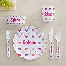 Hearts Personalized Kids Dinnerware