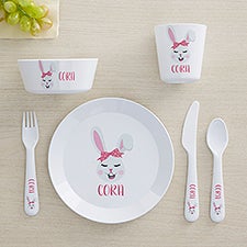 Build Your Own Easter Bunny Personalized Girls Dinnerware  - 44627