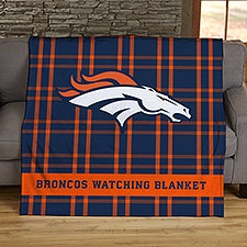 NFL Plaid Pattern Denver Broncos Personalized Blankets - 44665